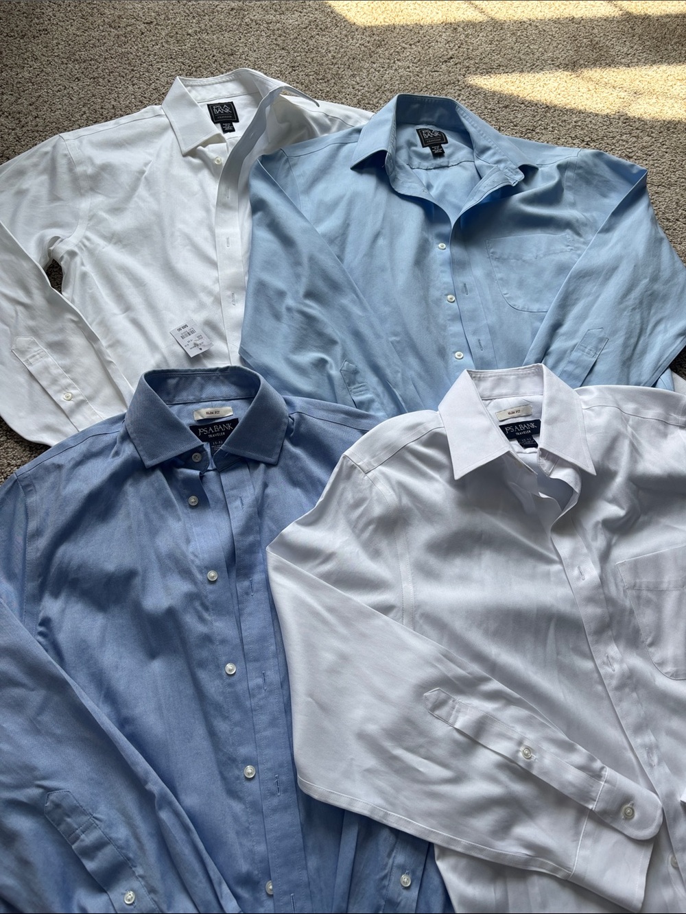 Jos. A. Bank Men's Dress Shirt Bundle — White & Light Blue Mix